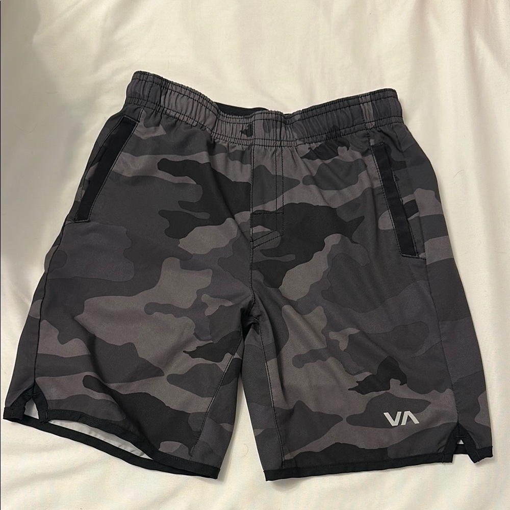 RVCA Black and Gray Camo jogger shorts